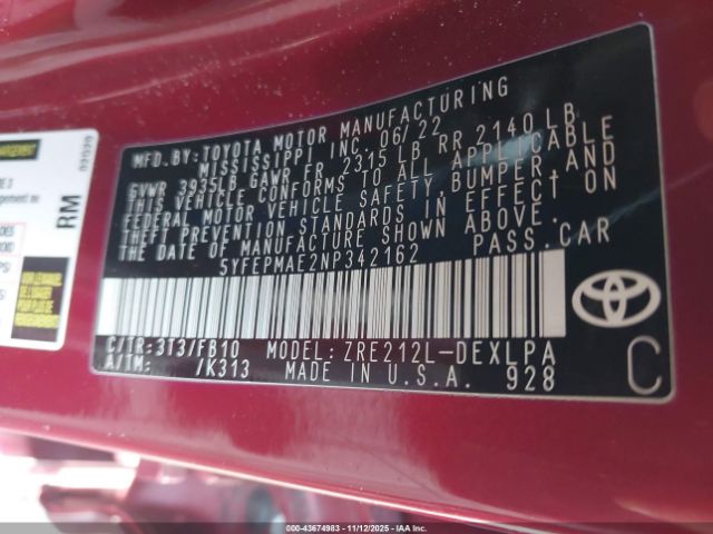 Toyota Corolla Le Image 16